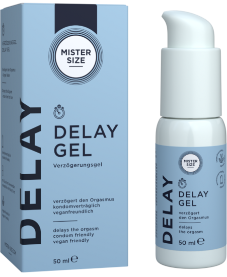 Mister Size Delay Gel cutie și flacon dozator cu pompă